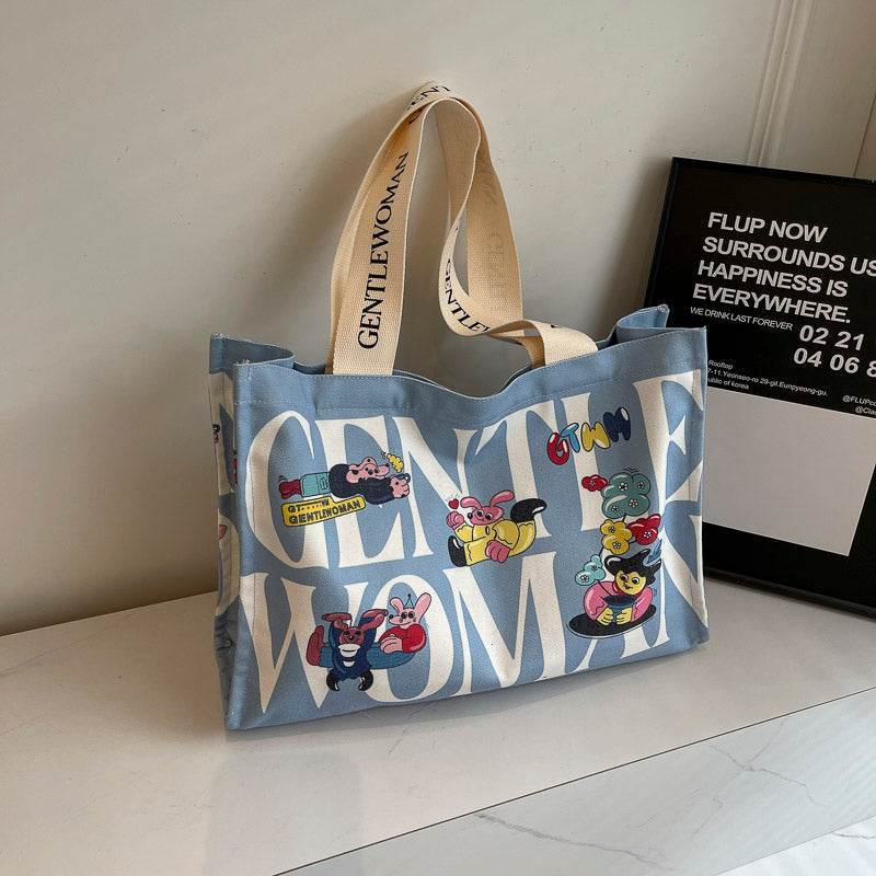 Casualruby©Letter cartoon canvas tote bag - Casualruby