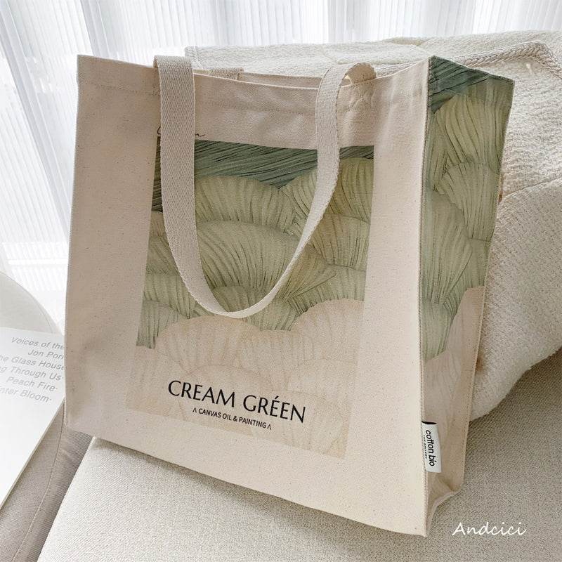 CREAM GREEN tote bag - Casualruby