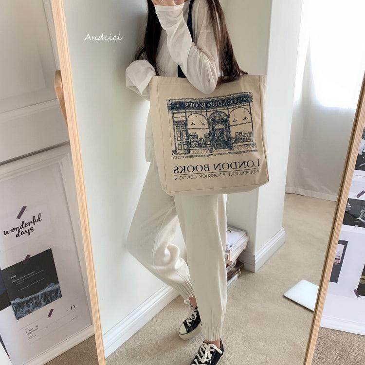 London Books Marylebone Book Store Tote Bag blue strap with Zip - Casualruby