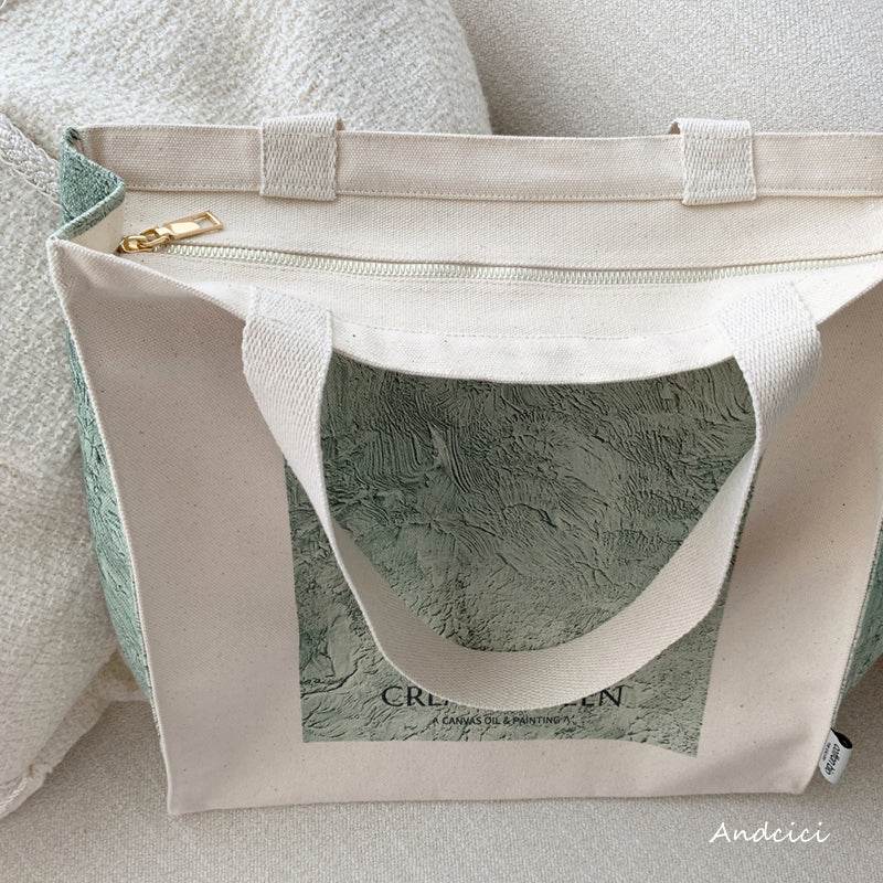 CREAM GREEN tote bag - Casualruby