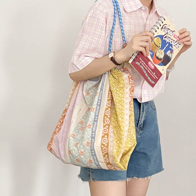 Casualruby © Simple floral casual canvas tote bag - Casualruby