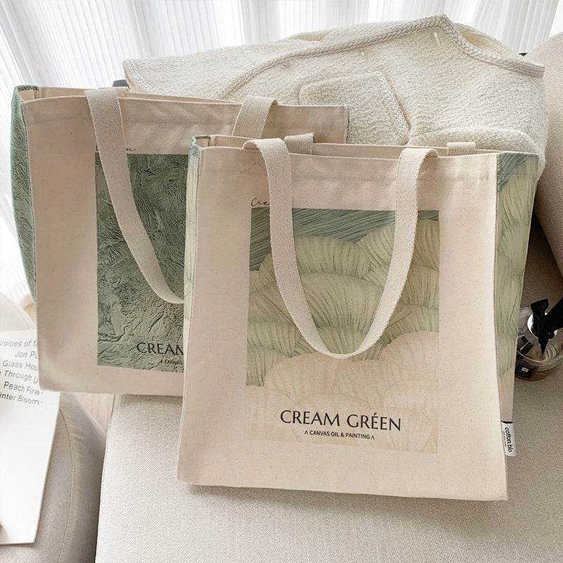 CREAM GREEN tote bag - Casualruby