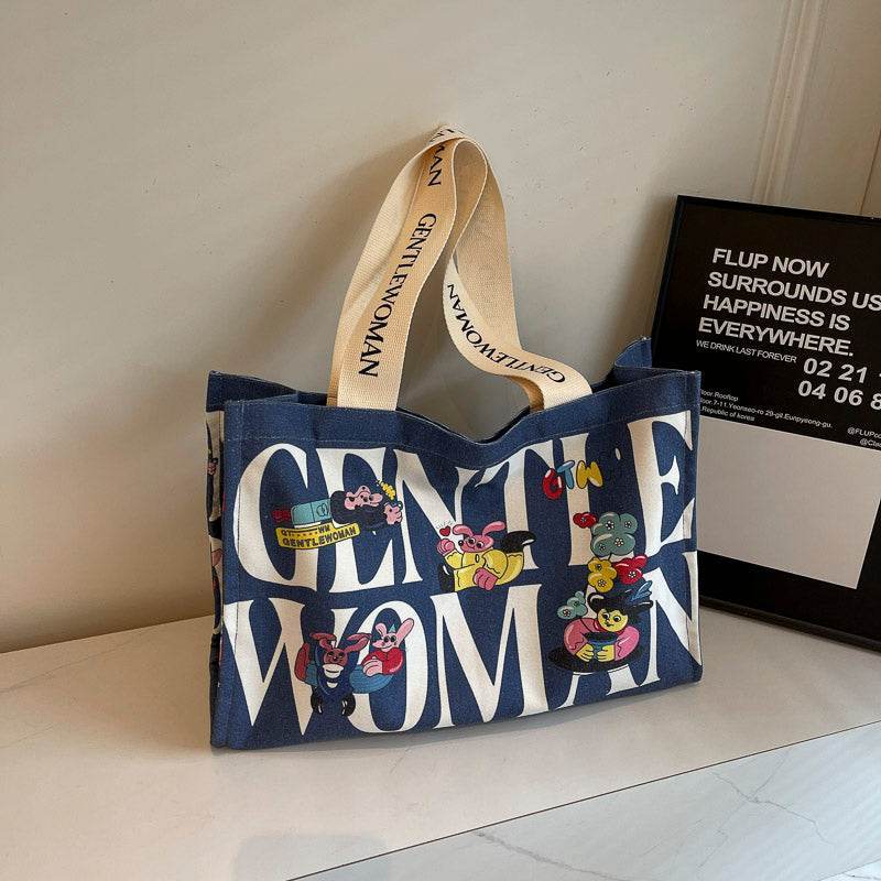 Casualruby©Letter cartoon canvas tote bag - Casualruby