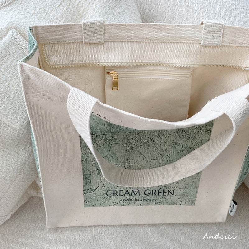 CREAM GREEN tote bag - Casualruby