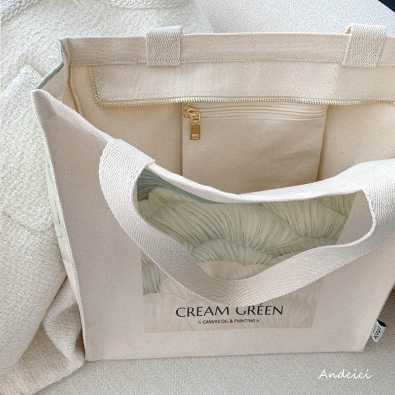 CREAM GREEN tote bag - Casualruby