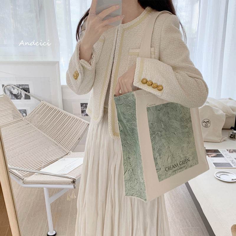 CREAM GREEN tote bag - Casualruby