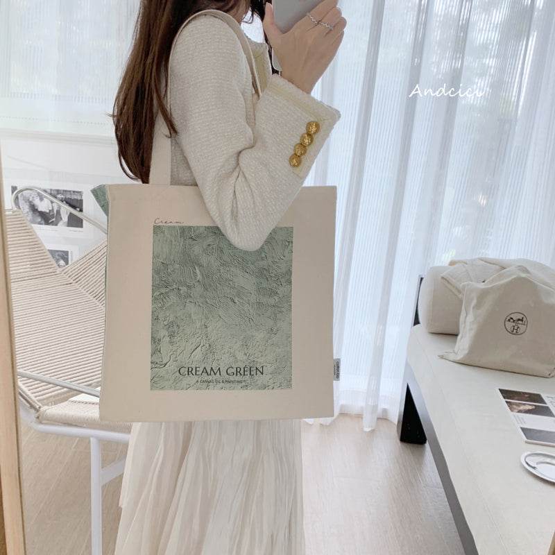 CREAM GREEN tote bag - Casualruby