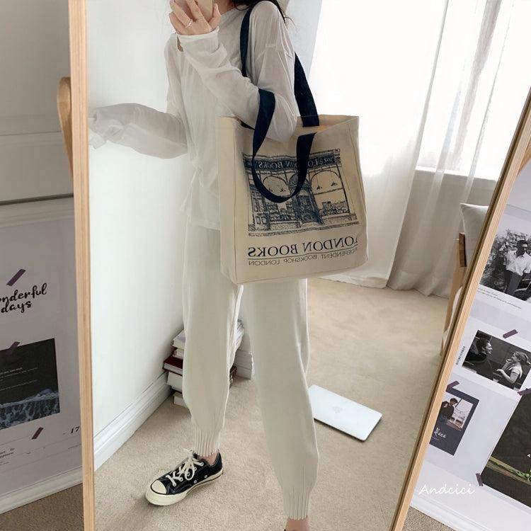 London Books Marylebone Book Store Tote Bag blue strap with Zip - Casualruby