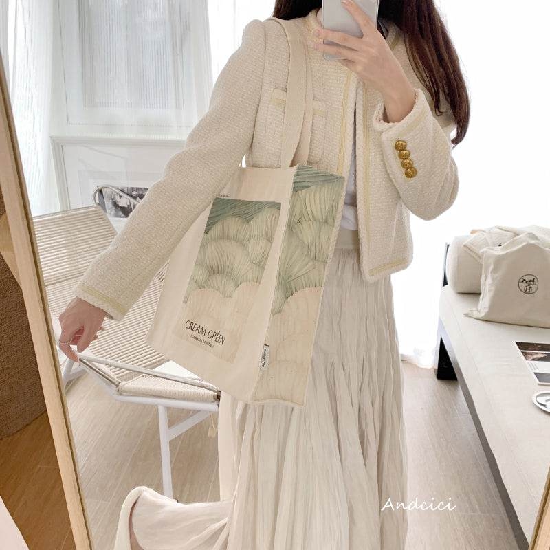 CREAM GREEN tote bag - Casualruby