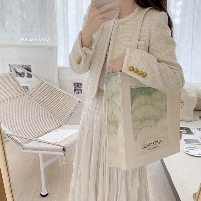 CREAM GREEN tote bag - Casualruby