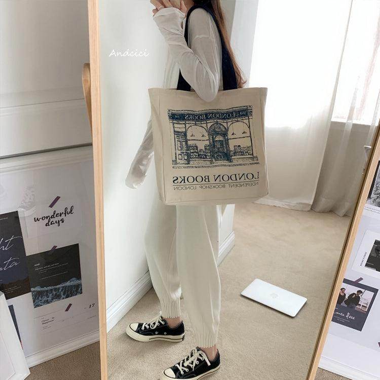 London Books Marylebone Book Store Tote Bag blue strap with Zip - Casualruby