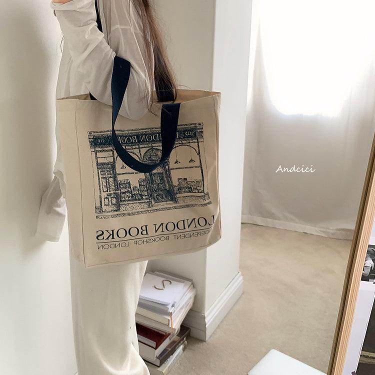 London Books Marylebone Book Store Tote Bag blue strap with Zip - Casualruby