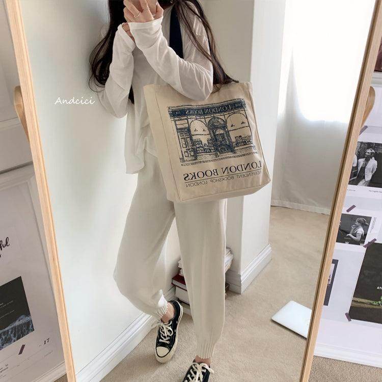 London Books Marylebone Book Store Tote Bag blue strap with Zip - Casualruby