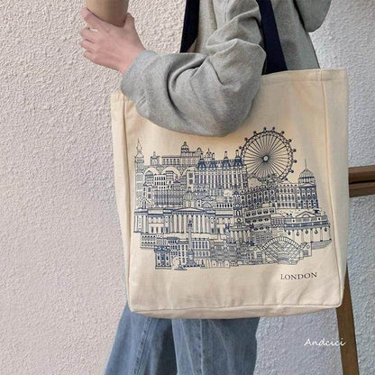 Skyline of London Town National Gallery Tote Bag with Zip - Casualruby