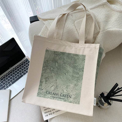 CREAM GREEN tote bag - Casualruby