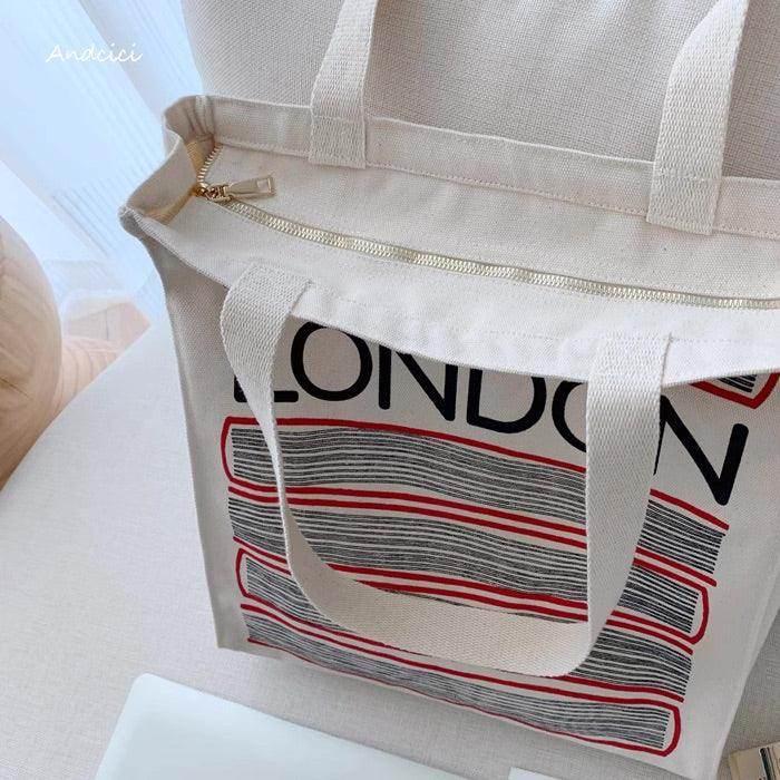 London Books with Red Covers Tote Bag with Zip - Casualruby