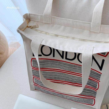 London Books with Red Covers Tote Bag with Zip - Casualruby