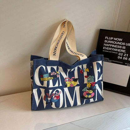 Casualruby©Letter cartoon canvas tote bag - Casualruby