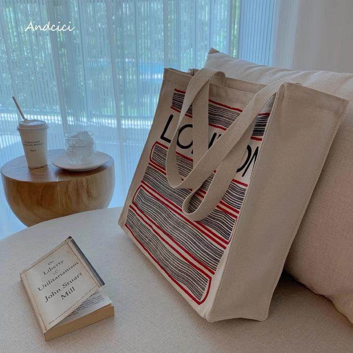 London Books with Red Covers Tote Bag with Zip - Casualruby
