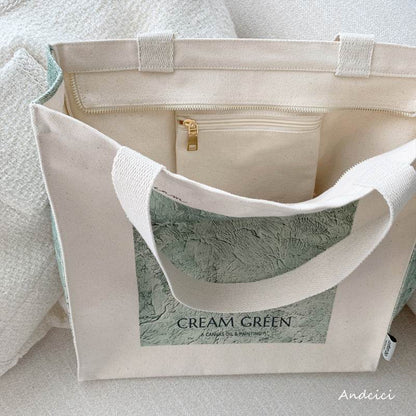 CREAM GREEN tote bag - Casualruby