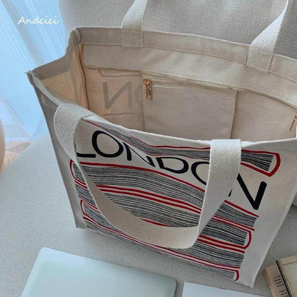 London Books with Red Covers Tote Bag with Zip - Casualruby