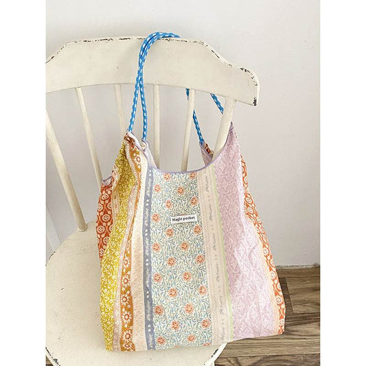 Casualruby © Simple floral casual canvas tote bag - Casualruby