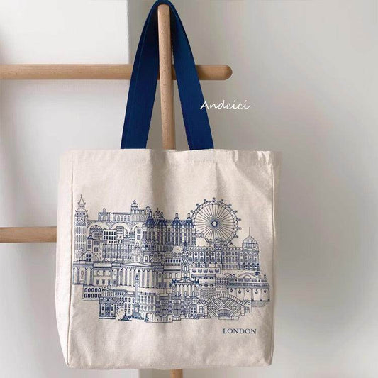 Skyline of London Town National Gallery Tote Bag with Zip - Casualruby