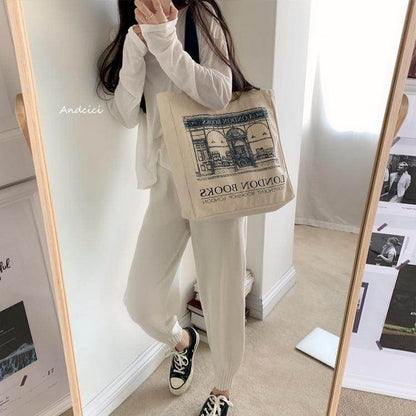 London Books Marylebone Book Store Tote Bag blue strap with Zip - Casualruby