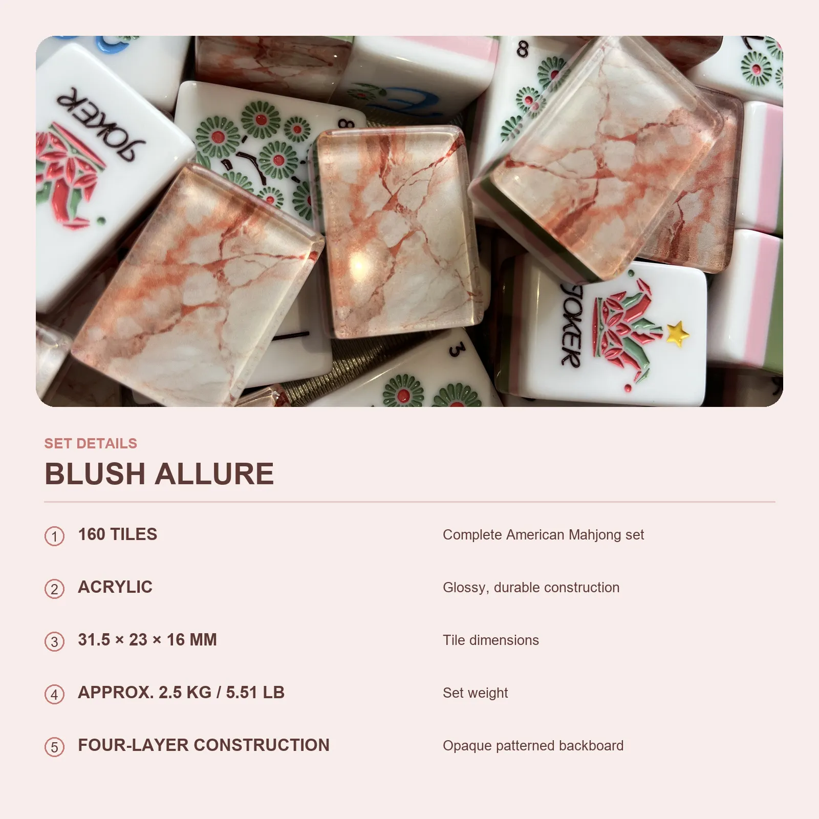 Casualruby© Blush Allure American Mahjong Tiles