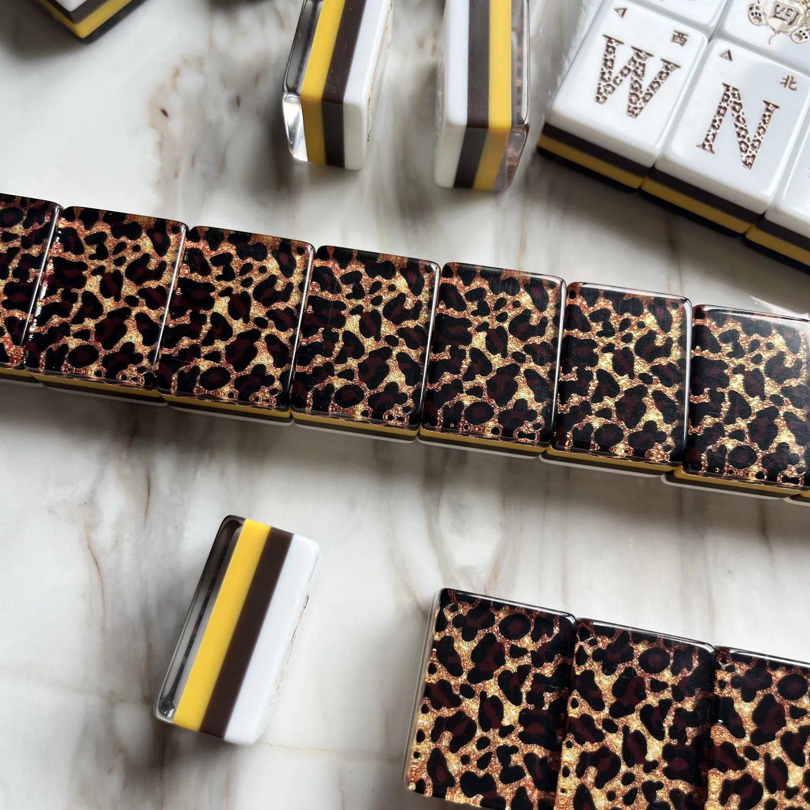 Casualruby© The Leopard Family Collection: Premium Acrylic American Mahjong Set