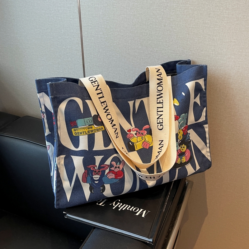 Casualruby©Letter cartoon canvas tote bag