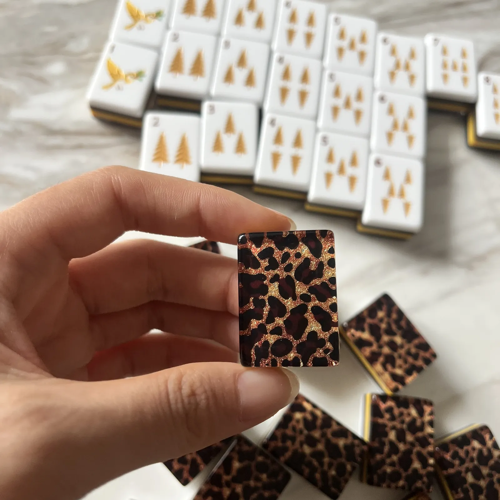 Casualruby© The Leopard Family Collection: Premium Acrylic American Mahjong Set