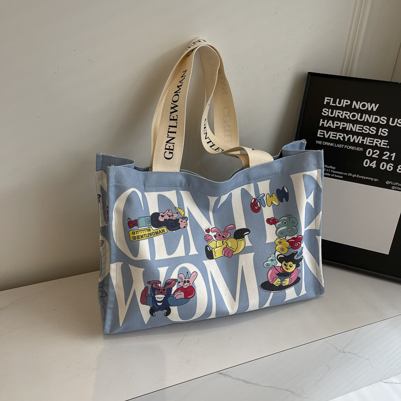 Casualruby©Letter cartoon canvas tote bag