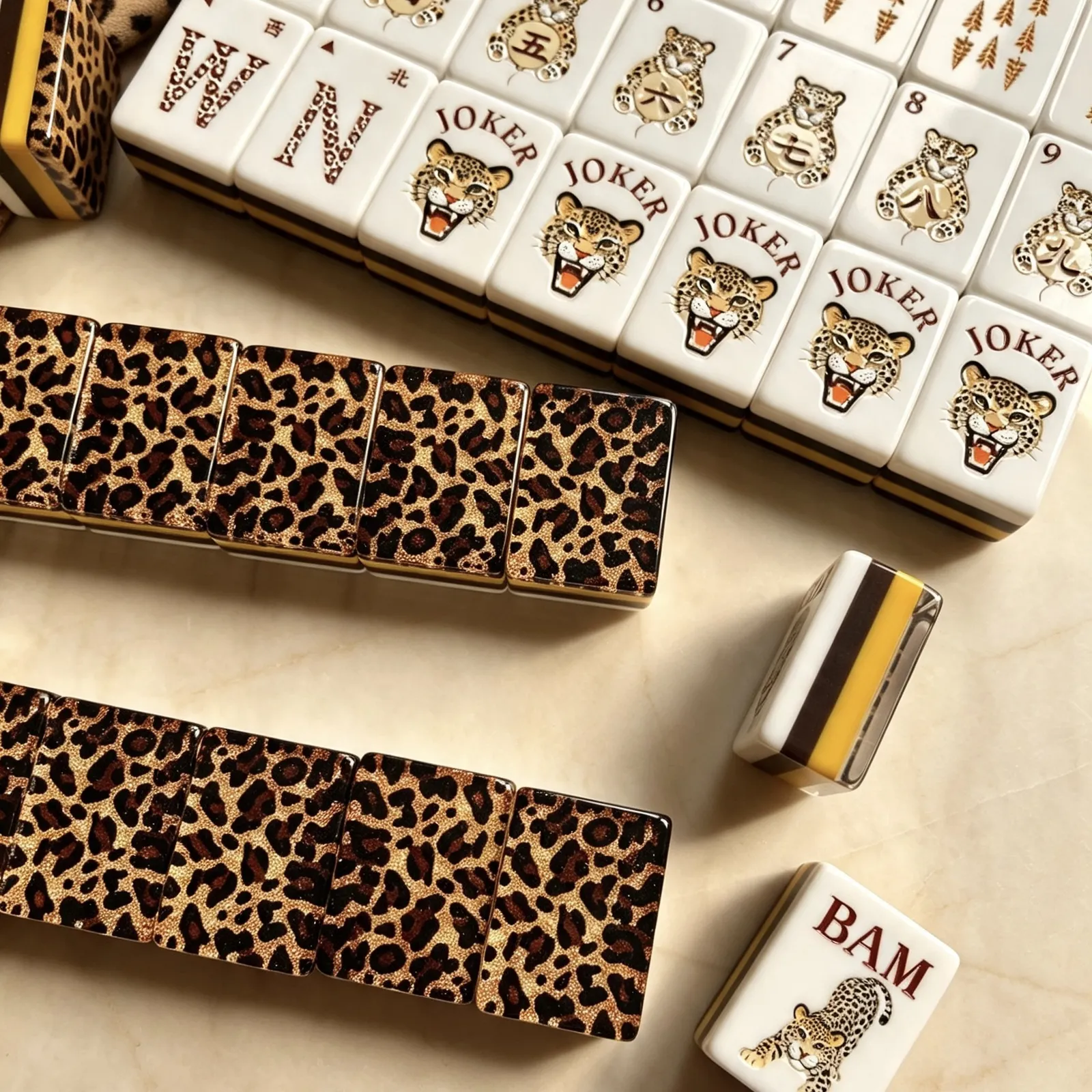 Casualruby© The Leopard Family Collection: Premium Acrylic American Mahjong Set