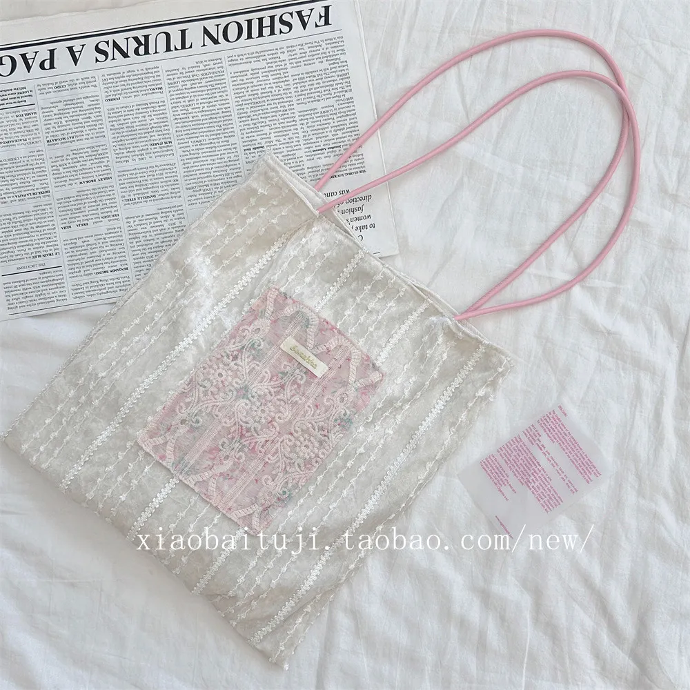 Casualruby© Pearl Lace Large Tote Bag for Commute & Daily