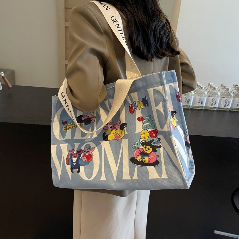 Casualruby©Letter cartoon canvas tote bag