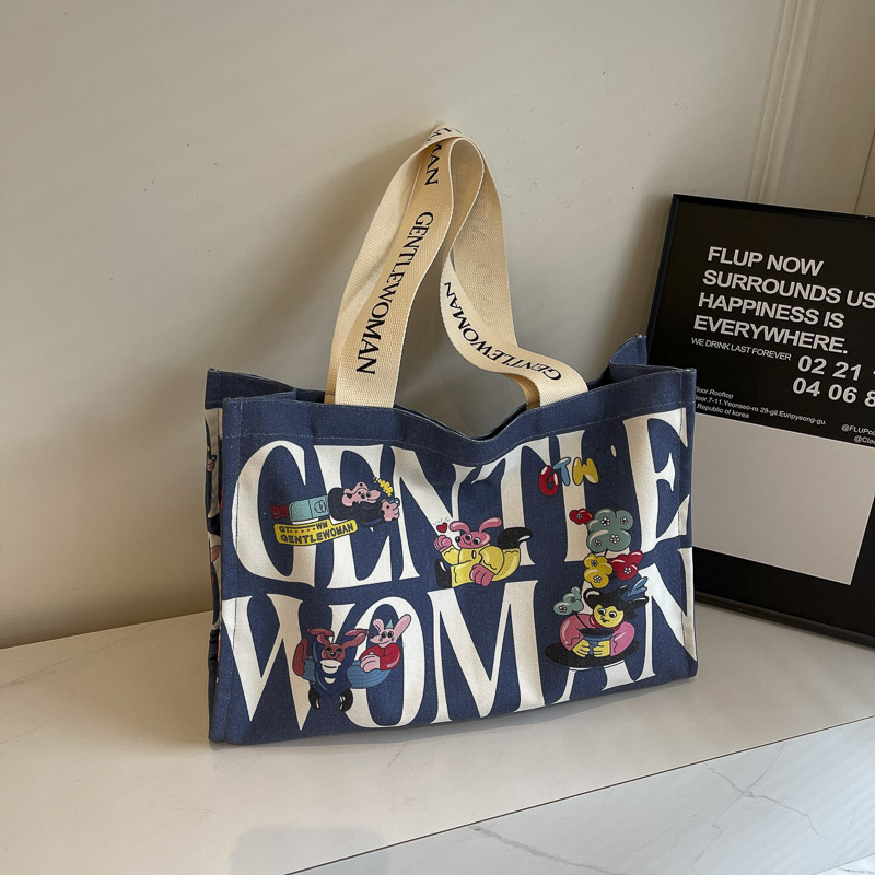 Casualruby©Letter cartoon canvas tote bag