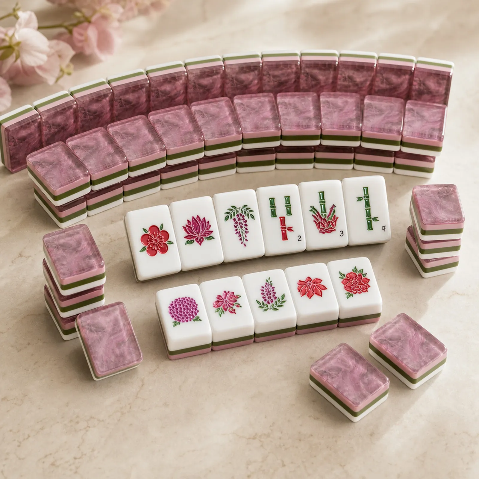 Casualruby© The Park Avenue Rose Collection: Premium Acrylic American Mahjong Set