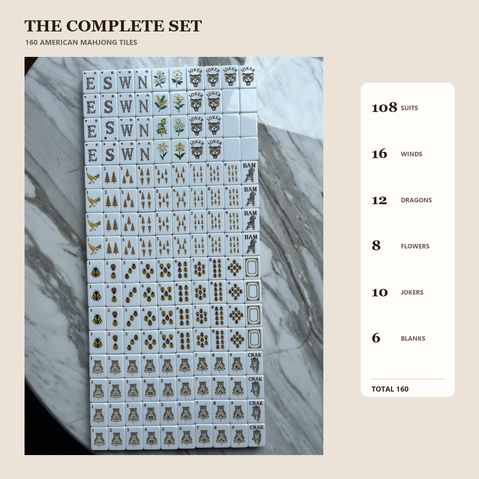 Casualruby© The Leopard Family Collection: Premium Acrylic American Mahjong Set