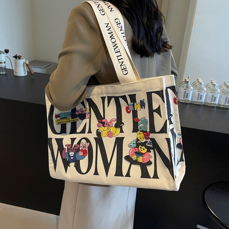 Casualruby©Letter cartoon canvas tote bag