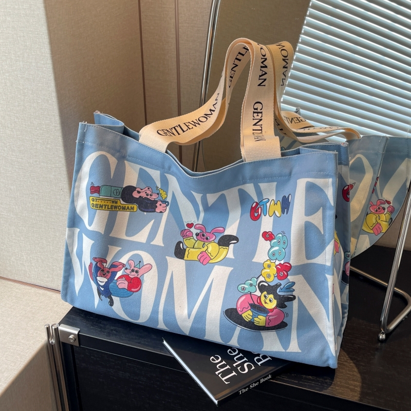 Casualruby©Letter cartoon canvas tote bag