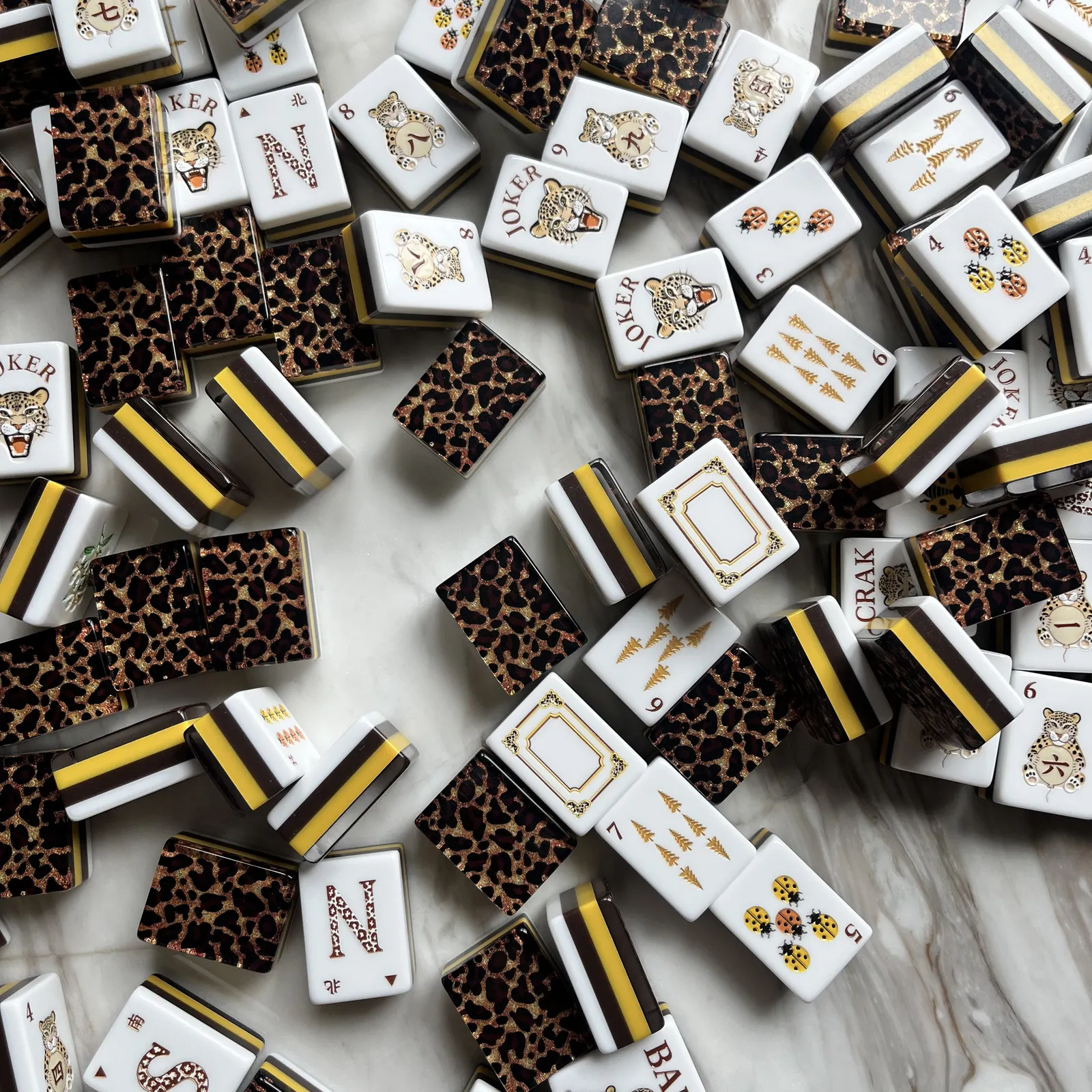 Casualruby© The Leopard Family Collection: Premium Acrylic American Mahjong Set